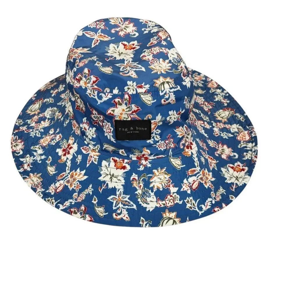 Rag & Bone Addison Printed Cruz Hat in Blue Floral NWT
